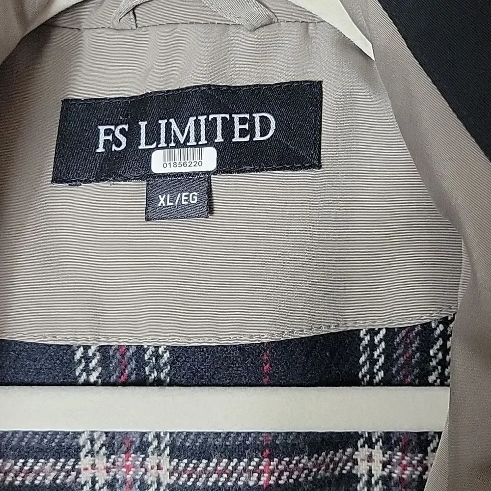 FS Limited Black Utility Jacket with Plaid Lining Size XL